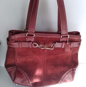 Coach Brick Red Suede Leather Handbag